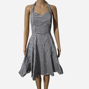 Collectif Black and White Gingham Strapless Dress